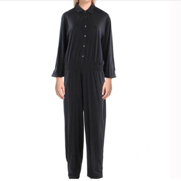 ATM Jumpsuit Romper Black‎ Cotton Blend Size Large Goth Grunge Whimsigoth - Picture 1 of 9